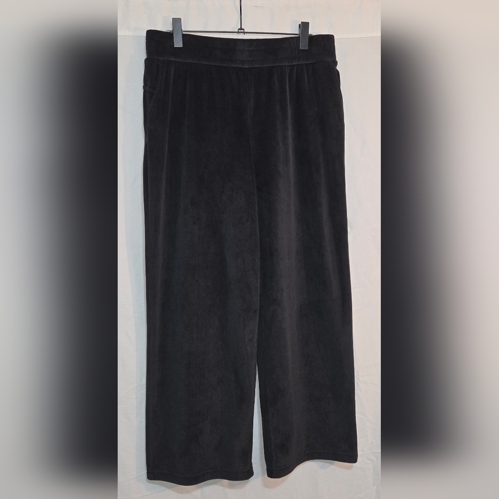 Mondetta XL Ribbed Black Velvet Wide-Leg Lounge Pants